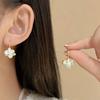 Pearl Flower Enamel Ear Hooks: Light Luxury Forest-Style Niche Design Earrings