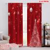 2Pcs,2D Plane Printing Creative Curtains Xmas Ball Glitter Sparkle Snow Polyester Easy Install (Without Rod) Holiday Use For
