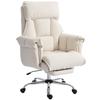 Office Chair Height-Adjustable Swivel Chair with Lumbar Support, Footrest, Snow Flannel, 80 X 80 X 106-114 Cm Cream White