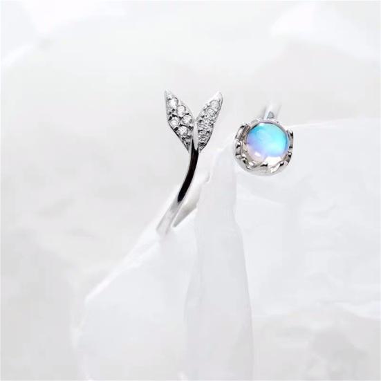 Yousheng Women Ring Creative Shape Rust-proof Alloy Fashion Fish Tail Opening Ring for Girl
