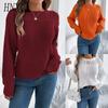 HNXC Autumn Winter Casual Solid Color Hollowed-out Lantern Long-sleeved Pullover Sweater Women's Wear