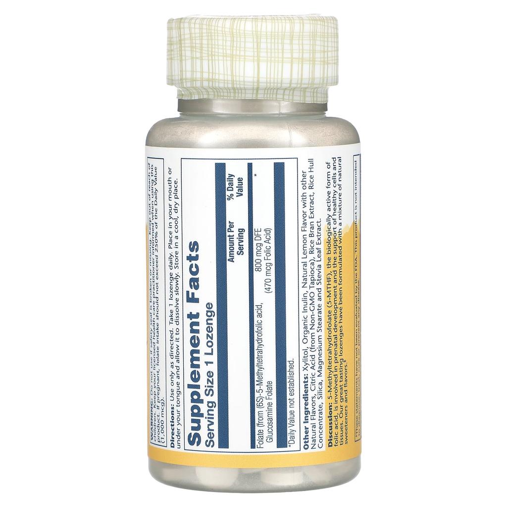 Methyl Folate, Lemon, 800Mcg, 60 Lozenges