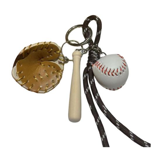 Faux Leather Baseball Keychain Dachshund Charm Keychain Mini Baseball Bat Glove Bag Charm Cute Dog Keychain for Backpack Handbag