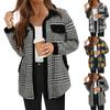 Damesmode Losse Kleur Ruit Zak Casual Revers Pluche Jas Jas