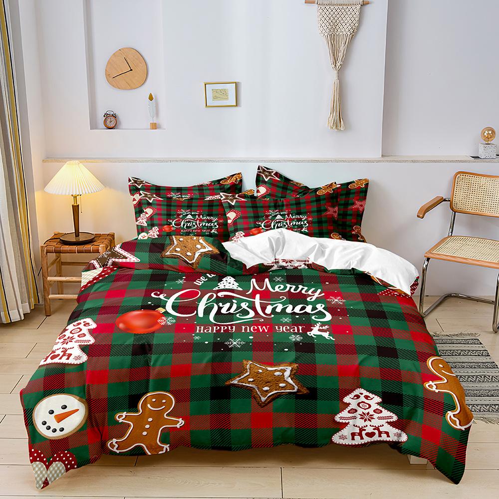 Santa Claus Duvet Cover Set with Pillowcases No Filling WashedBedding Set of 3 Pieces King Size Bedding Set Christmas Gift