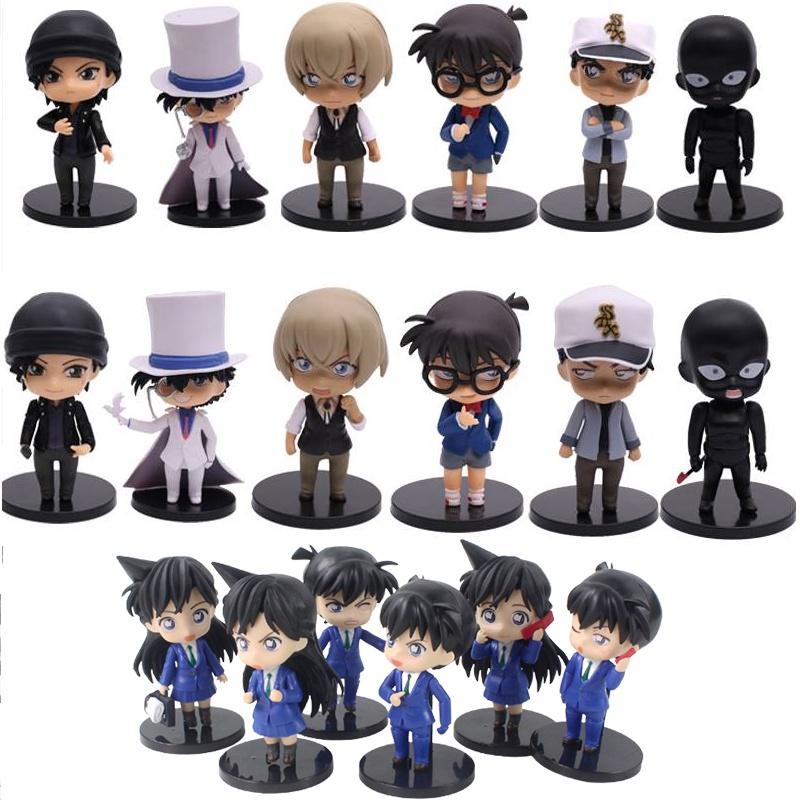Cute Detective Conan Q Version Figures Set Of 6 Desk Display Cake Topper Home Decoration
