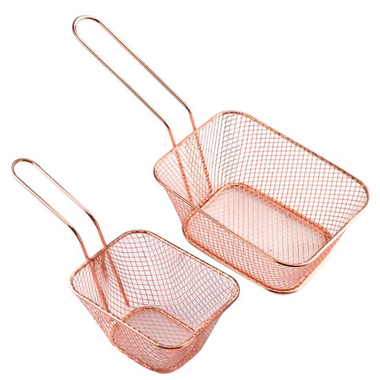 Pommes Frites Servierkorb Mini Pommes Frites Frittierkörbe Edelstahl Lebensmittelpräsentation Sieb Ergonomischer Griff Fritteusenzubehör
