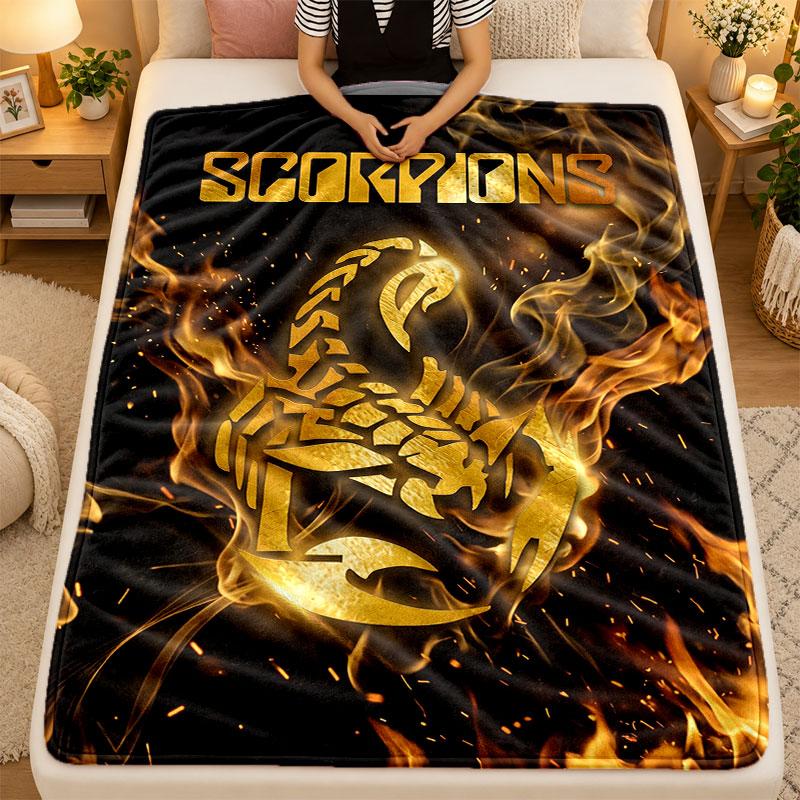 Flannel BlanketScorpions Warm Soft Throw Blanket for Indoor Sofa Bed Living Room Use