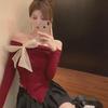 2024 Trendy Women’s Irregular Bow-Knot One-Shoulder Long-Sleeve Top for Spring & Autumn