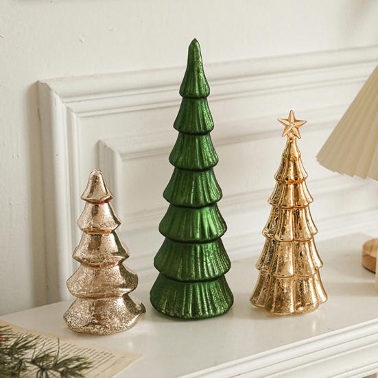 Glitter Christmas Tree Table Lamp LED Light-Up Decoration with Star Topper Festive Centerpiece for Home