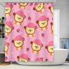 Bear Pattern Shower Curtain Waterproof Decorative Bathroom Liner for Kids Bathrooms Pink Strawberry Design