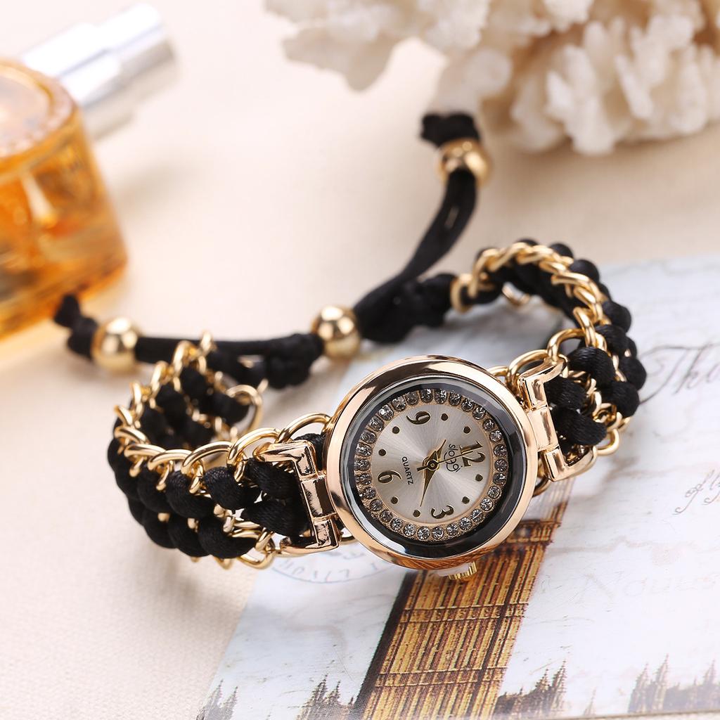 Montre Créative Dame, Montre Bracelet Bracelet Corde Télescopique Tissée