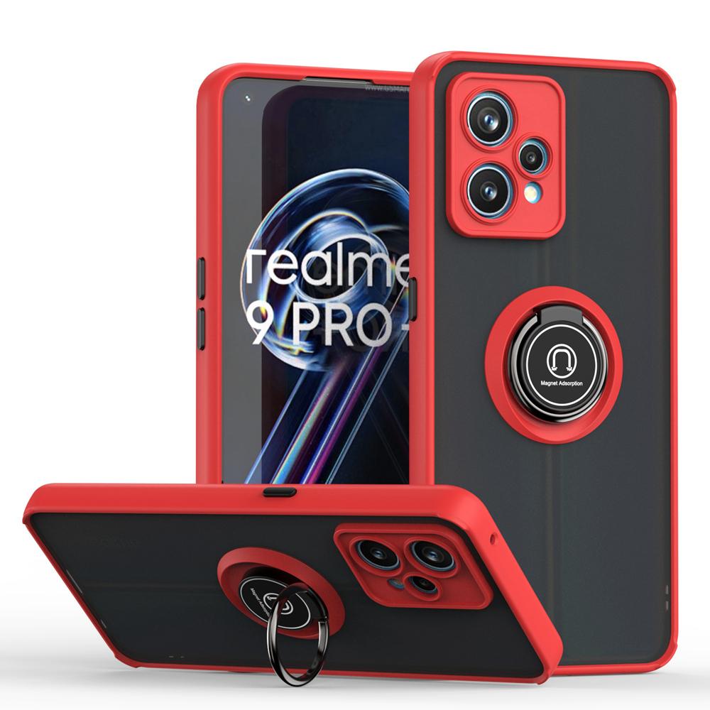 KEYSION Fashion Matte Case for Realme 9 Pro+ 9i Transparent Ring Shockproof Phone Cover for OPPO A96 A95 A94 A76 A36 A74 A54 5G