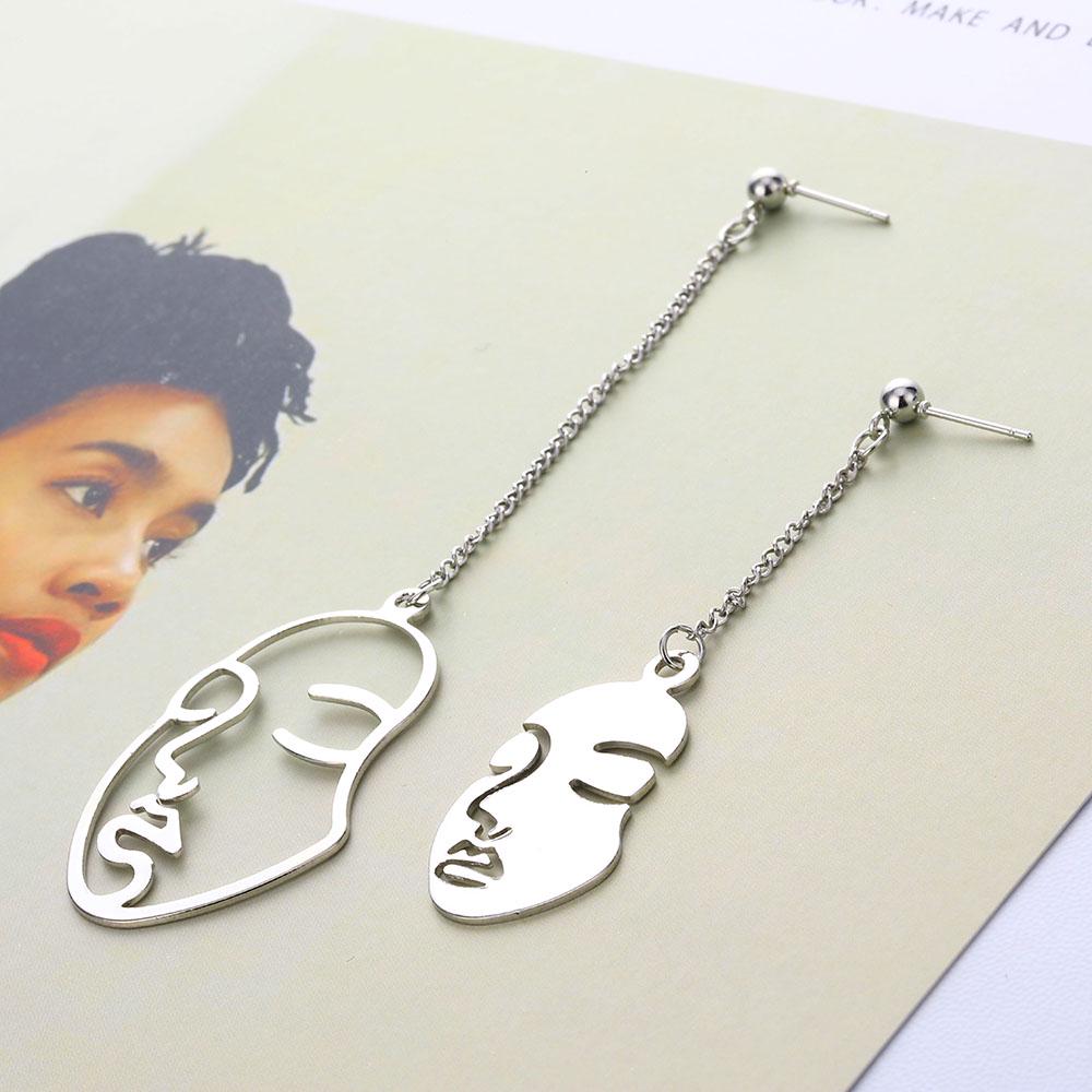 Fashion Personality Abstract Art Face Drop Earrings Female Alloy Tassel Earrings Party Gift AVE