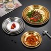 Stainless Steel Dinner Plates Round Salad Serving Plate Easy To Clean Pizza Fruit Bowl for Home Kitchen Outdoor Camping BBQ