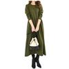 Famy Winter Loungewear Plus 5 Farben Locker Lang Maxi-Länge Damenkleid, Größen, Verfügbar, Passform, Ärmel, (Einheitsgröße, Grün)