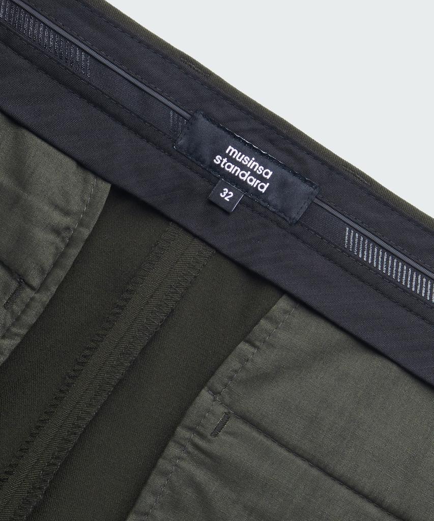 MUSINSA STANDARD Wide Hidden Banding Slacks [Khaki]