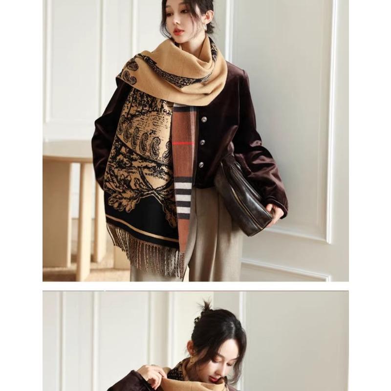 Fashion Plaid Double Sided Thick Warm Scarf For Women Autumn Winter
