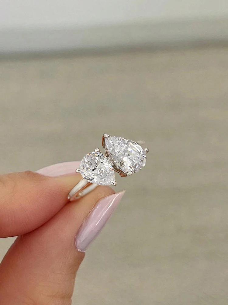 925 Sterling Silver Sparkling Water Drop Interweaving Dazzling Clear Pear CZ Finger Rings For Women Gift Wedding Fine Jewelry