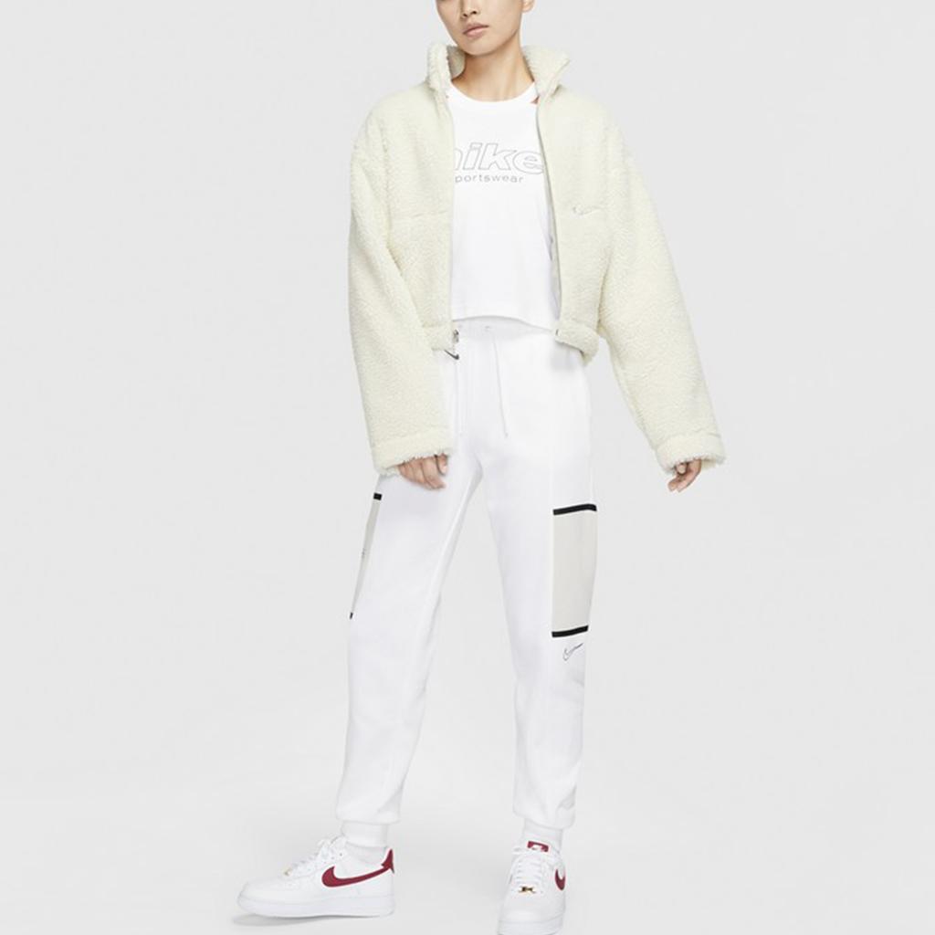 Nike Velvet Jackets Women's White Stand Collar Moderate CU6640-238