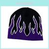 Punk Knitted Hat For Men With Flame Design And Letter Embellishments For Streetwear And Winter Warmth