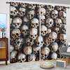 2 Stück Kunst Totenkopf bedruckter Vorhang für Heimdekoration - Stangentasche Fensterdekoration für Schlafzimmer, Büro, Küche, Wohnzimmer und Arbeitszimmer