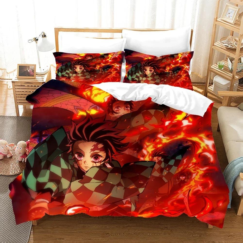 Fashion 3D Print Anime Ghost Killing Blade Bedding Sets Duvetcover Set With Pillowcase Twin Full Queen King Bedclothes Bed Linen