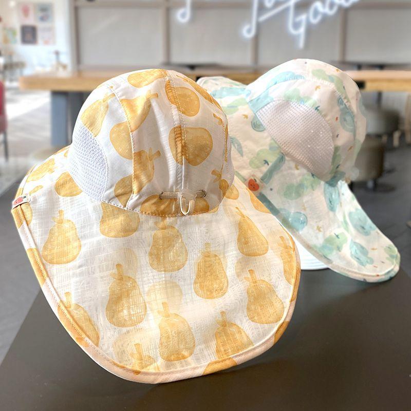 Children's Hat Summer Thin Sunshade Mesh Breathable Girls' Fisherman's Hat Large Eaves Sunscreen Women's Sun Shawl