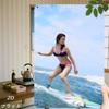 Hisun Tin Sign HD Metal Tin Sign Surfing Asian Beauty In Bikini Poster Vintage Wall Art Decor for Man Cave Bar Beach House