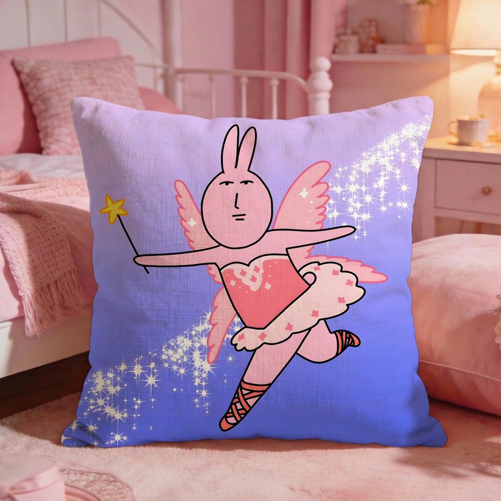 My Ffriends Rabbit Cute Cushion Cover Premium Comfort Reversible Pillow Cove Two In One Design For Any Room Car Interior