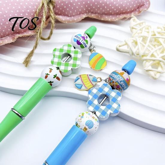 Fournitures Créatives pour Stylos Stylo à Bille Perlé Set, Kit de Pâques DIY, avec Ensemble Coloré Lapin Et Œuf Perles Décor, Outils d'Écriture Créatifs Amusant École
