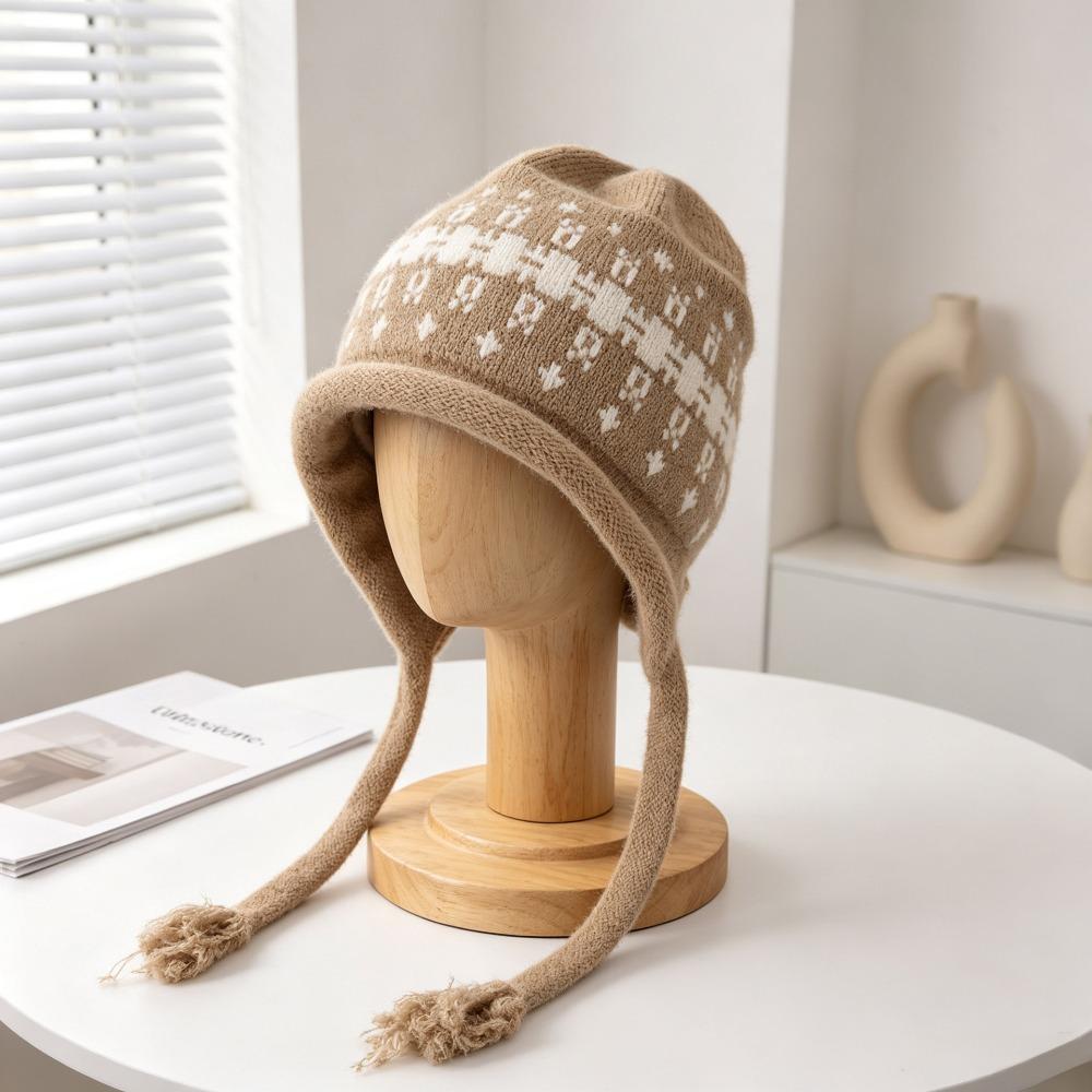 Tassel Tie Tassel Beanie Warm Knit Women Beanie New Knit Cap Autumn Winter Daily Wear