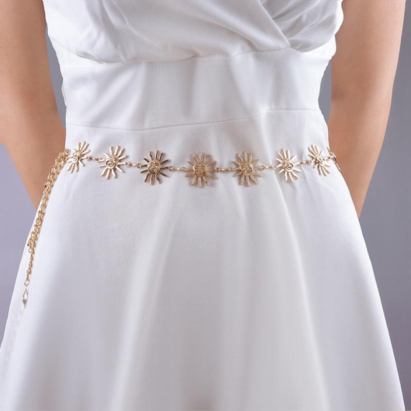 Vintage Lachende Sonne Verstellbarer Gürtel Metall Bauch Taillenkette Für Frauen Mädchen Hip Hop Kleid Rock Taillenband Körperkette Geschenke