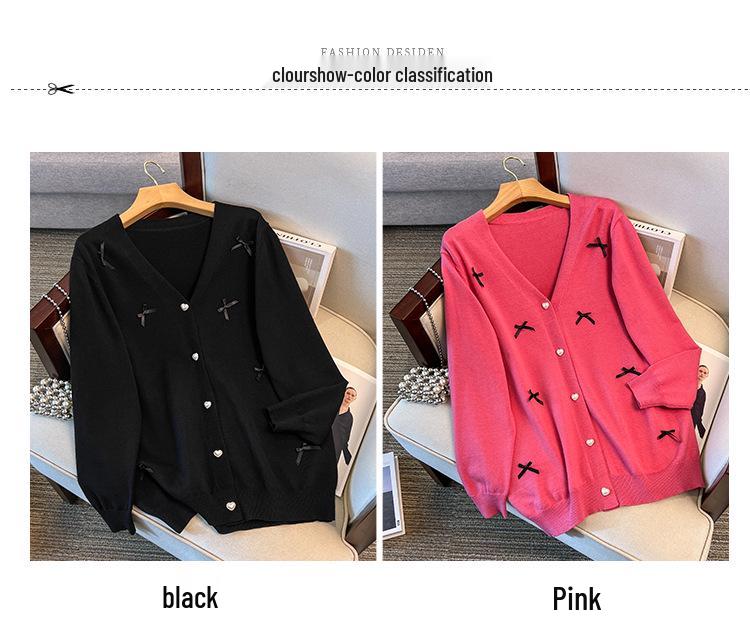Plus Size Women's Loose Knit Cardigan Sweater, Bust 150/160 Cm, 200-350 Jin - Style 8303