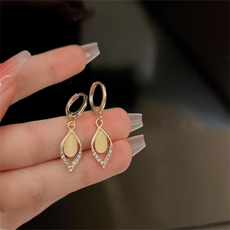 Fashion Opal Rhombus Dangle Earrings for Women Girl Gift Jewelry Wholesale