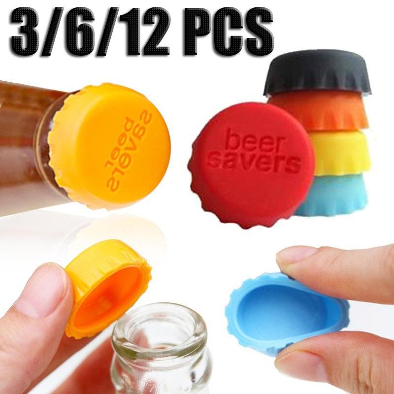 12PCS Reusable Silicone Bottle Sealing Cap Simple Seasoning Soda Beer Bottle Cover Wine Stopper Kitchen Supplies