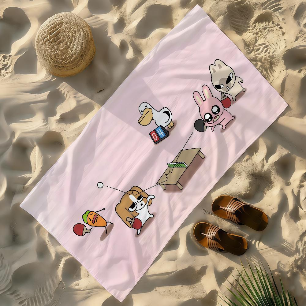 Cartoon Kawaii L-Lipufriends Towel Soft Lightweight Anti-Sand Large Beach Towel Quick-Drying Bath Sports Family