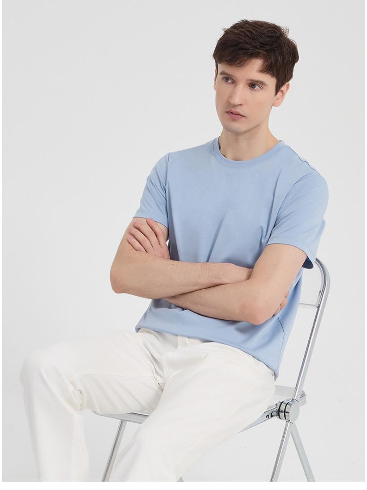 Bawełniany T-shirt z Bawełny Merceryzowanej Dwustronny z Lat 80. Lekki Techniczny Letni Biały z Krótkim Rękawem Premium Młodzieżowy Czysta Bawełna T-shirt z Krótkim Rękawem dla Mężczyzn