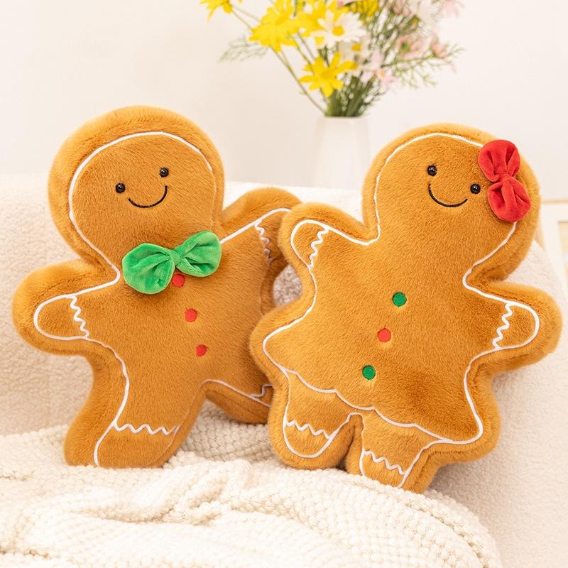 Christmas Decoration Gingerbread Man Plush Toy Stuffed Doll Christmas Tree Pillow Kids Xmas Eve Gift