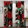 Skull and Rose Blossom Death Charm Flowers Three-Dimensional Digital Print Curtain Living Room Balcony Home Privacy Low Shading Curtain Fabric