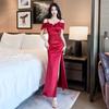Evening Gown, Women's High-end Sensual Slip Dress, Rose Slimming Figure, Slimming Figure, Youthful Business KTV Outfit