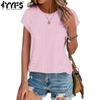 Women's Fashion Casual Summer Spring Solid Color Print Short Sleeve O-Neck Blouses & Shirts