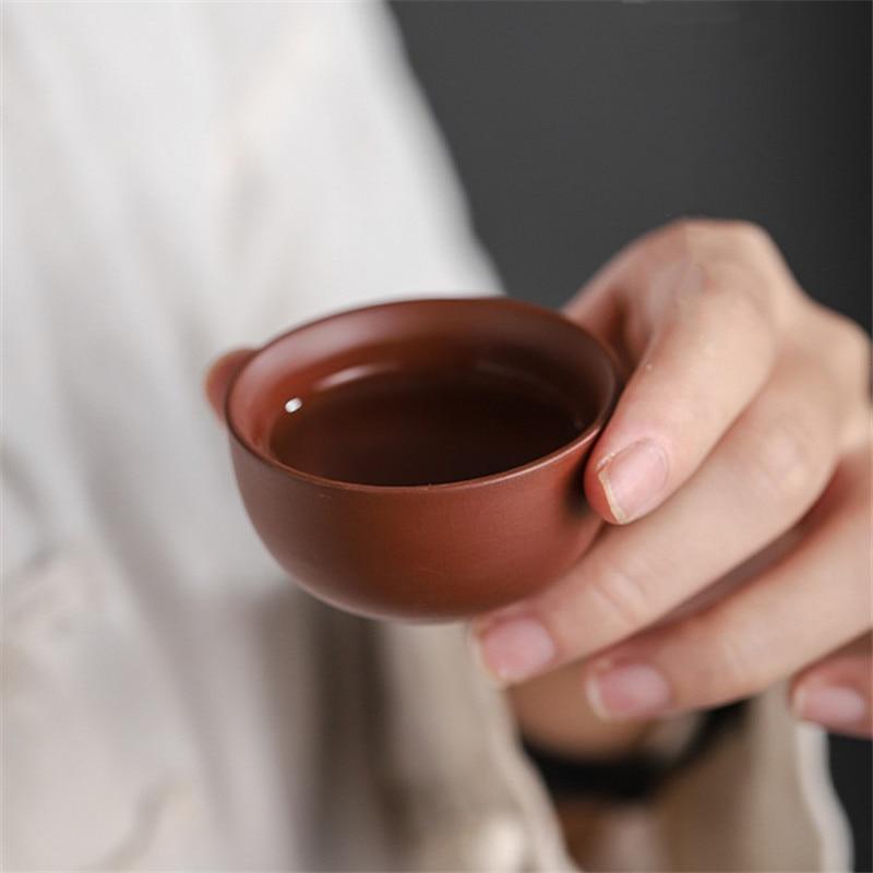 Fialové hlinené čajové šálky Keramická prenosná čajová súprava vrátane 1 kanvice + 1 zásobníka na čaj + 4 šálok Čajová kanvica Outdoor Travel Kung Fu Gaiwan Darčeky