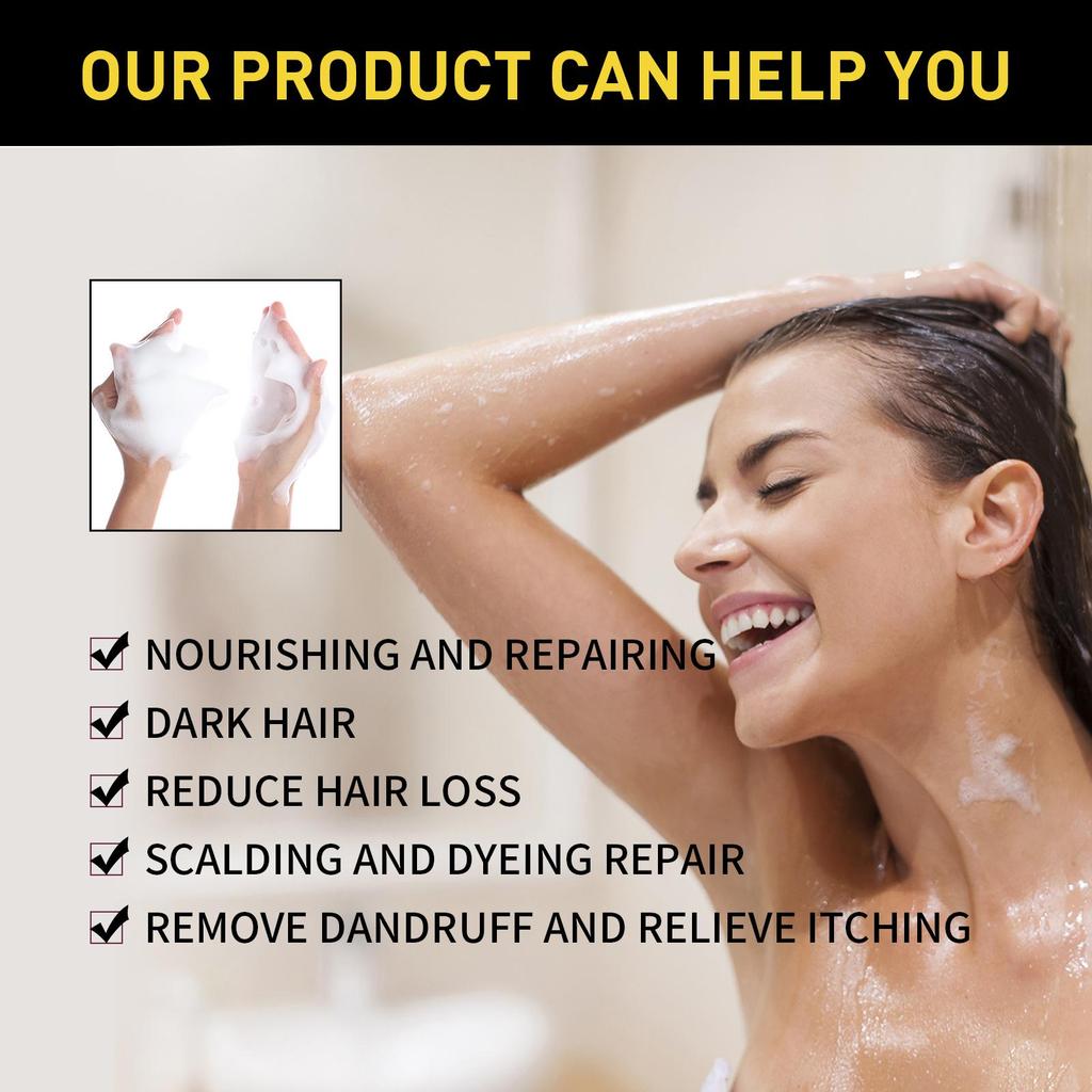 EELHOE Natural Brown Shampoo Polygonum Polygonum Plant Extract Cleanses Hair, Nourishes Dry Hair, Daily Care, Supple and Shiny Shampoo 500ml