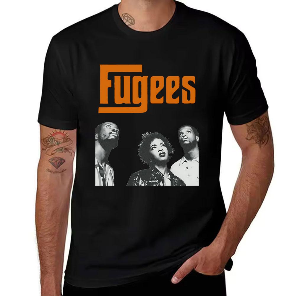 Unisex Baumwolle Fugees Grafik T-Shirt Vintage s Hip Hop Gruppe Print Lässiges Rundhals Kurzarm T-Shirt