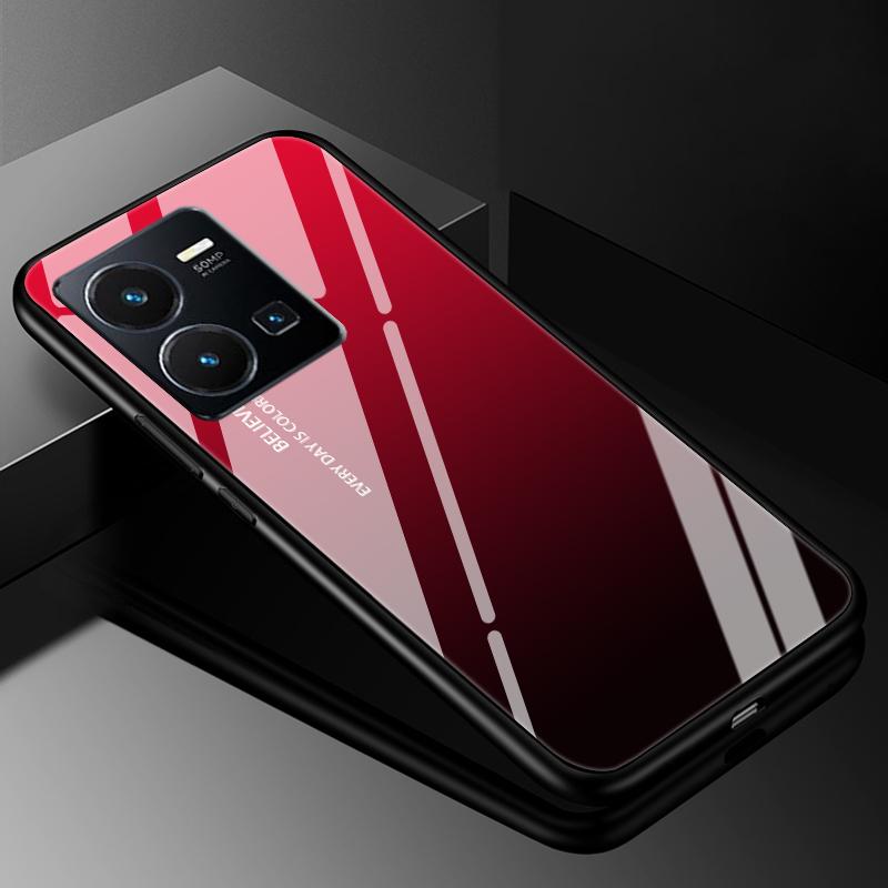 Für VIVO Y35 2022 Hülle Abdeckung Gehärtetes Glas Hüllen für Vivo V21 5G 4G V21E Y11S Y12S Y20S V20 SE Y03 V2022 V2023 Harte Rückseite Stoßfänger