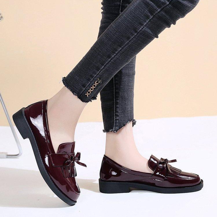 Coarse Heel Foreign Trade Large Size Single Shoes Women's 2025 Spring and Autumn New Women's Shoes Bow Small Leather Shoes Student Loafers Women