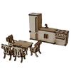 Wooden Miniature Kitchen Furniture for Small Dolls,  Furniture for Dollhouse, Toy Oven, Toy Refrigerator,  Wood Dollhouse Kit, Gift for Girl
