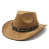 Big Edge Suede Cowboy Hat Western Cowboy Hat Peach Top Cowboy Top Hat Men's and Women's Jazz Visor