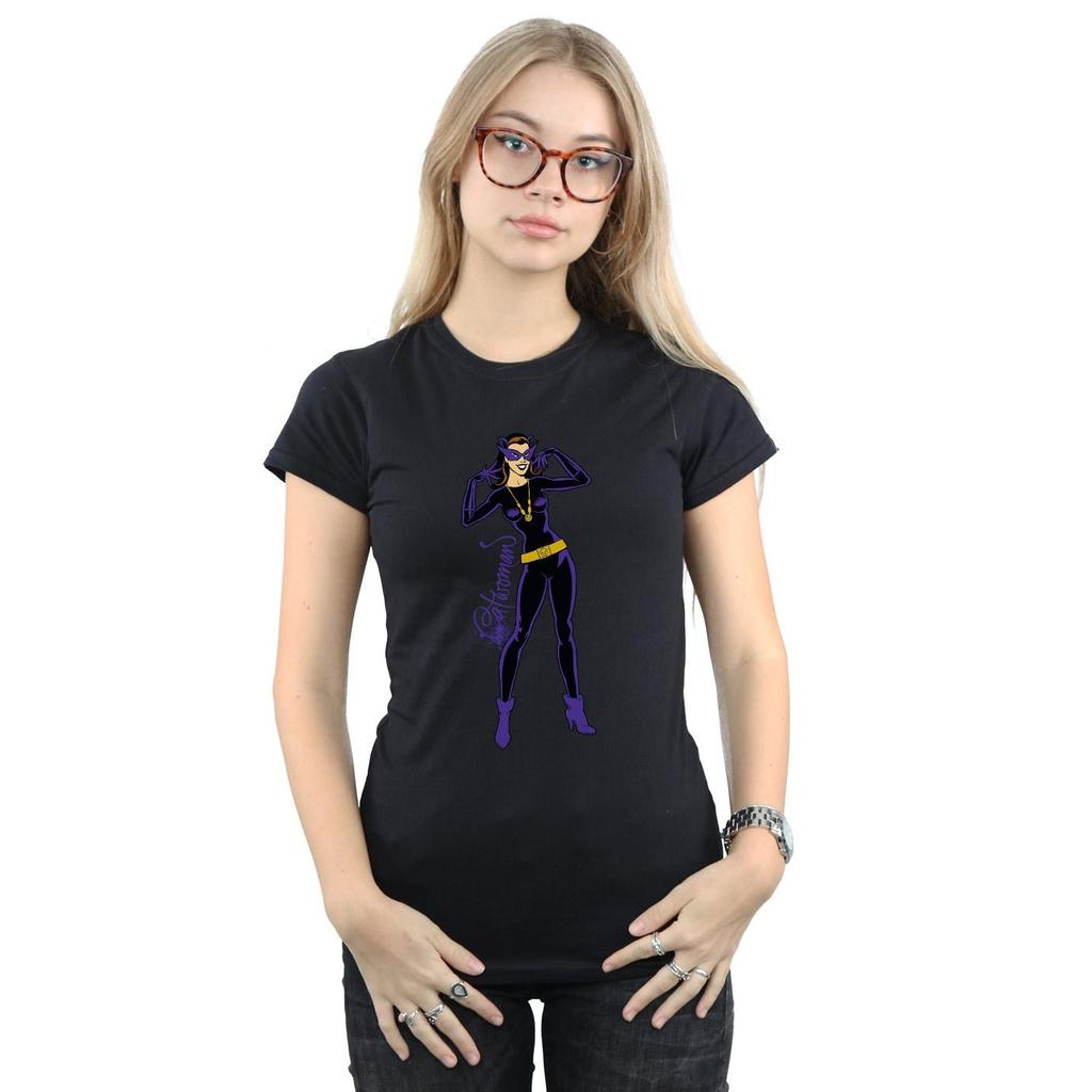 DC Comics Womens/Ladies Catwoman Happy Pose Cotton T-Shirt